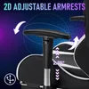 Close-up of a gaming chair's adjustable armrest with overlaid text and graphics highlighting its features. Podgląd zdjęcia produktu