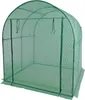 A green greenhouse structure with a curved roof and open front. Produktbild-Vorschau