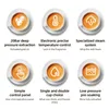 A collage of six images, each showing a cup of coffee with an icon and text describing a feature of a coffee machine. Produktbild-Vorschau
