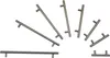 A collection of various sized stainless steel cabinet handles are arranged on a white background. Produktbild-Vorschau