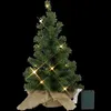 A small, decorated Christmas tree with lights on a black background. Produktbild-Vorschau