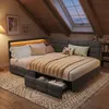 INONEFT Polsterbett 140 × 190 cm mit L-förmigem Kopfteil, Produktbild-Vorschau 7