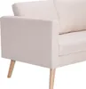 Close-up view of the armrest and legs of a cream-colored sofa. Náhled obrázku produktu