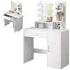 A white vanity table with a lighted mirror and storage. Náhled obrázku produktu
