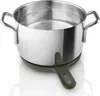 A stainless steel pot with a green base and handle, filled with water, on a white background. Produktbild-Vorschau