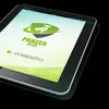 A screen protector is shown on a tablet, with branding and logos visible on the tablet's screen. Produktbild-Vorschau