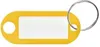 A single yellow key tag with a white insert and a silver keyring, isolated on a white background. Produktbild-Vorschau