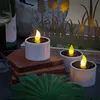 LED Solar Teelichter - orange flackernde LED - Lichtsensor - H: 6cm/D: 5,2cm - für Außen - 3er Set Produktbild-Vorschau