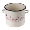 A cream-colored enamel pot with a floral design and the word "Magnolia" printed on it, set against a white background. Produktbild-Vorschau