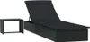 vidaXL Bain de soleil 1 pièce avec table noir Poly rotin Voir les images du produit 1