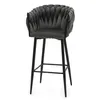 A grey bar stool with a tufted seat and backrest, shown from the front on a white background. Podgląd zdjęcia produktu