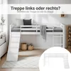 A loft bed with a slide and ladder, set up in a child's room with decorative baskets and a rug. Produktbild-Vorschau