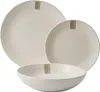 Three ceramic plates and bowls stacked on a white background. Náhled obrázku produktu