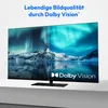 A television displaying a split image of the aurora borealis, with the Dolby Vision logo visible. Produktbild-Vorschau