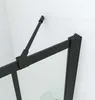 A close-up view of a black metal frame and a glass panel, likely part of a shower enclosure or bathtub screen. Produktbild-Vorschau