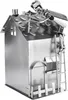 A metal figurine of a house with a roofer working on the roof. Náhľad obrázku produktu