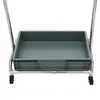 A close-up view of a rolling cart with a gray plastic bin on a white background. Podgląd zdjęcia produktu