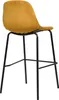 A yellow bar stool with a black metal frame against a white background. Voir les images du produit