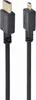 A black HDMI cable with a standard HDMI connector on one end and a micro-D HDMI connector on the other. Produktbild-Vorschau