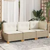 vidaXL Gartensofa mit Kissen 3-Sitzer Beige Poly Rattan Produktbild-Vorschau 3