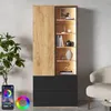Merax vitrinekast, glazen vitrine met LED-verlichting, 2 Productafbeelding-voorbeeld 1