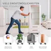 A man is pushing a tall cabinet on wheels, with smaller circular images below showing various items on similar wheeled platforms. Podgląd zdjęcia produktu