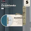 A marketing image showcasing a bronze-colored door handle set with descriptive text and branding. Produktbild-Vorschau