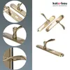 A collage of images showing different angles and close-ups of door handles with long plates, along with a logo and text. Produktbild-Vorschau