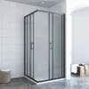 Duschkabine Glas Eckeinstieg 100x100 x 195 cm Schiebetüren Produktbild-Vorschau 2