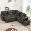 Merax L-förmiges ausziehbar Schlafsofa, Ecksofa mit Produktbild-Vorschau 3