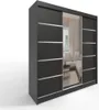 A dark gray wardrobe with silver trim and a mirrored door, shown against a white background. Produktbild-Vorschau
