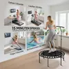 A collage of images showing different fitness activities, with a woman using a mini trampoline in the foreground. Produktbild-Vorschau