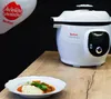 A Tefal Cook4me+ smart multi-function pot is shown on a wooden table, with a bowl of food in the foreground. A balloon with text is in the upper left corner. Podgląd zdjęcia produktu