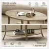 A collage showing a coffee table from two different angles, with illustrative icons and text. Produktbild-Vorschau