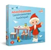 A box for an advent calendar with a cartoon illustration of a character and craft supplies. Produktbild-Vorschau
