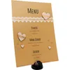 A menu card with decorative hearts and lace trim, standing on a black holder. Náhľad obrázku produktu