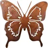 A metal butterfly decoration with a rusted finish and white outlines. Produktbild-Vorschau