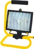 A portable halogen work light with a yellow metal stand. Produktbild-Vorschau