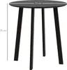 A black round table with three legs on a white background. Produktbild-Vorschau