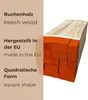 A stack of orange-tipped wooden stakes with text describing their properties. Produktbild-Vorschau