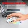 A hand is using a white gaming mouse in front of a laptop. Produktbild-Vorschau