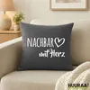 Huuraa Kissenbezug Nachbar mit Herz 40x40cm Steel Grey Produktbild-Vorschau 2