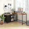 A home office setup with an L-shaped desk, computer, printer, and storage. Anteprima dell’immagine prodotto