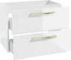 A white bathroom cabinet with two drawers and gold handles, shown against a white background. Anteprima dell’immagine prodotto