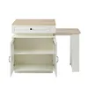 A white and natural wood kitchen island with open cabinets and a drawer. Podgląd zdjęcia produktu