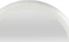A close-up of the edge of a round mirror with a silver frame and a subtle light. Podgląd zdjęcia produktu