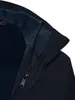 A close-up view of the collar and zipper of a dark navy jacket. Produktbild-Vorschau