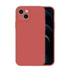 A red iPhone case is shown from the back, with the phone screen visible on the right side. Produktbild-Vorschau