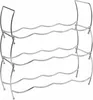 A chrome-plated metal wine rack with four wavy shelves. Náhľad obrázku produktu