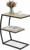 Tavolino Relaxdays, a forma di C, 2 ripiani, L x P x A 58,5 Anteprima dell’immagine prodotto 1